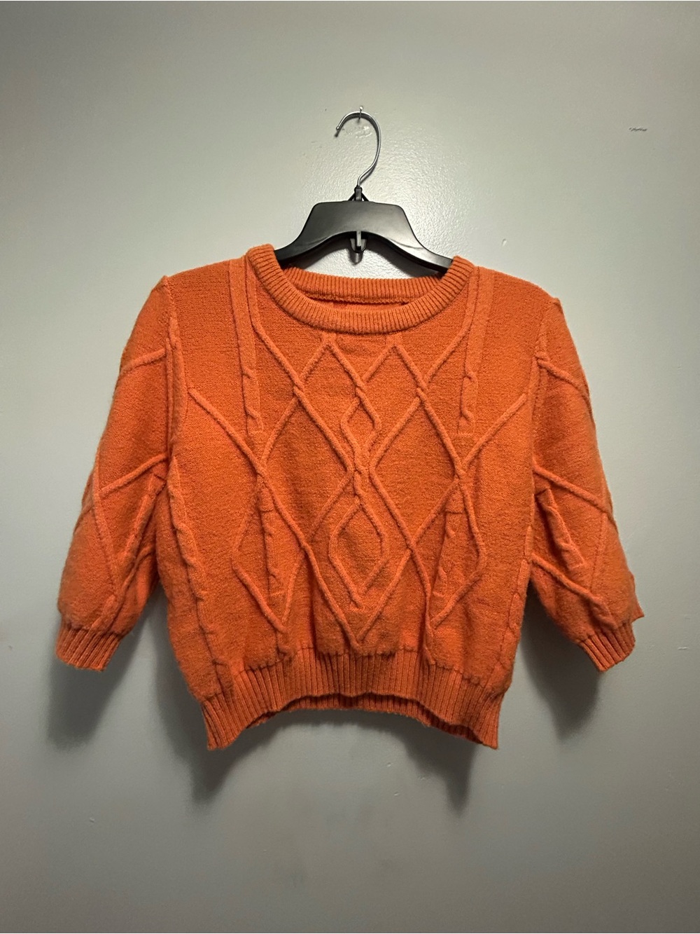 Orange Cable-Knit Sweater (slightly cropped)